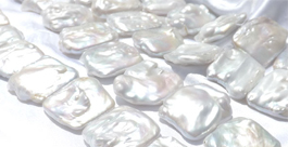 White Square Shaped 25x30mm Large and Rare Keshi Pearls on Loose Strands