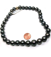 12-14mm Round Black Tahitian South Sea Pearl Necklace 14KY Gold Clasp