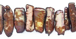 Biwa Loose Pearl Strand Center Drilled Colored