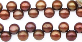 Chocolate 7-8mm Top Drilled Button Pearl Strand Colored