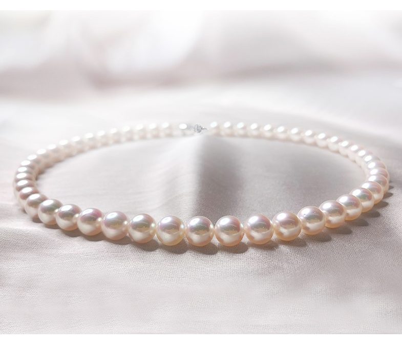 8.5-9mm Japanese Akoya AAA High Quality Round Pearl Necklace Rose Pink Overtone