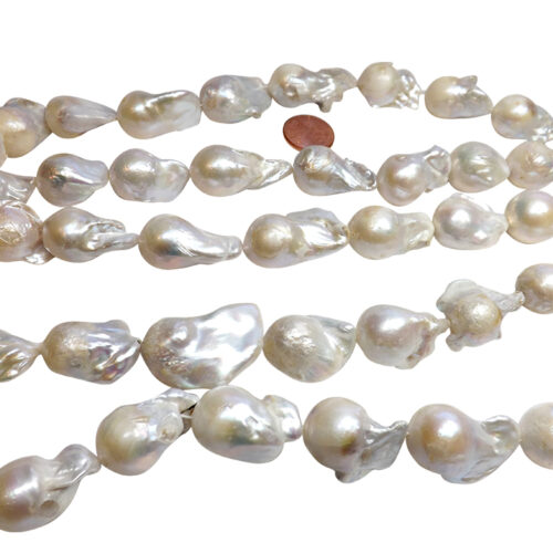18x25mm Bead Nucleated Large Sized Baroque Pearl Strands with High Luster and Nice Shape