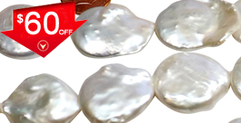 Huge Sized 22-24mm Coin Pearls On Temporary Strands