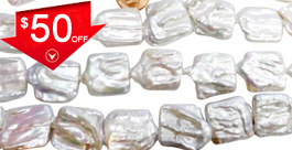 Square Shaped Large 22-23mm White Keshi Pearl Strands AA Quality