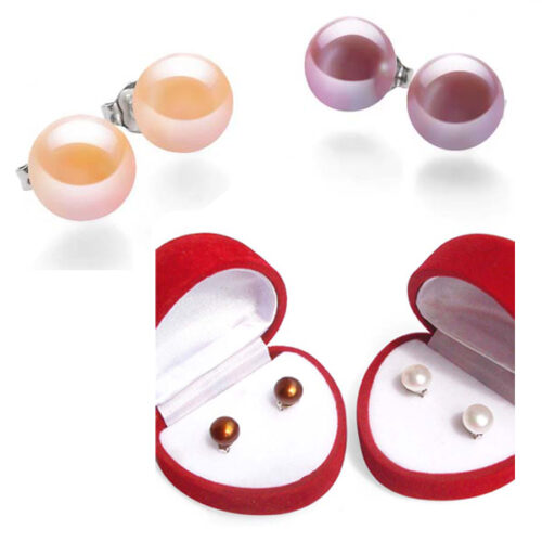 925 sterling silver white pink, lavender pearl studs earrings