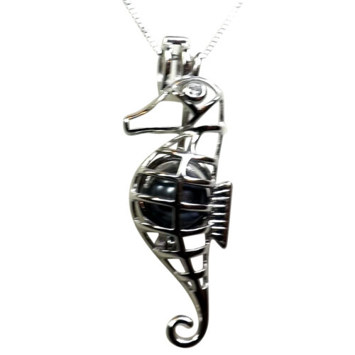 925 Sterling Seahorse Cage Locket Pendant