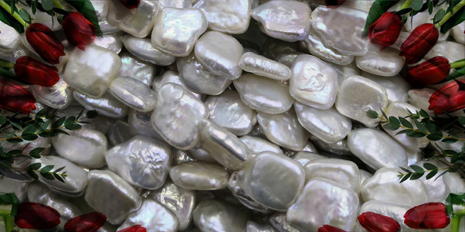 Large Sized Square White Coin Pearl Strand