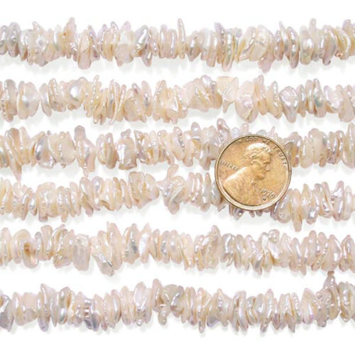 cream white colored center drilled 8-10mm keshi pearl strand