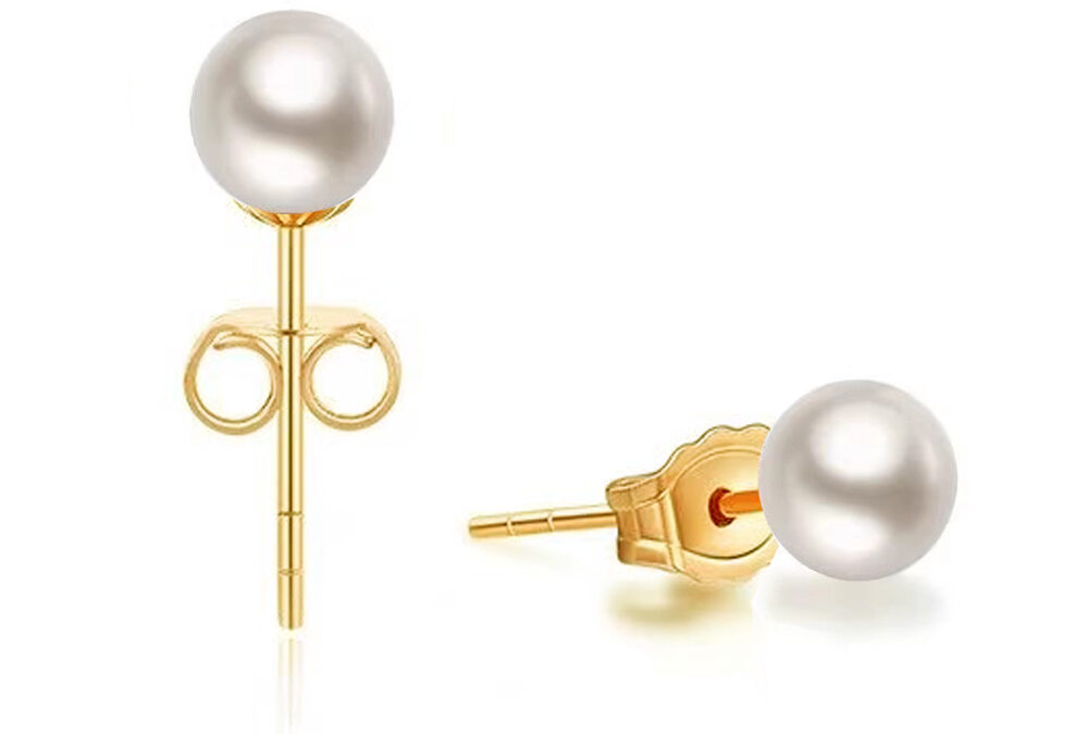 Japanese Akoya 5.5-6mm, 6-6.5mm High Quality Round Pearl 14K Gold Earrings