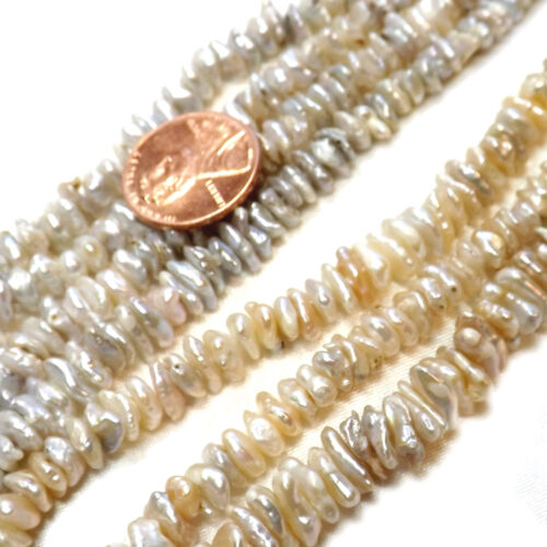 5-7mm Cornflake or Keshi Pearls on Temporary Strand Center Drilled