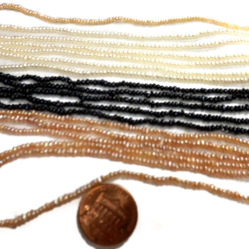 Mauve, Black and White 1-2mm Tiny Seed Pearls Strand
