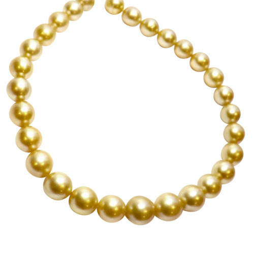 12-15mm round golden south sea pearl necklace