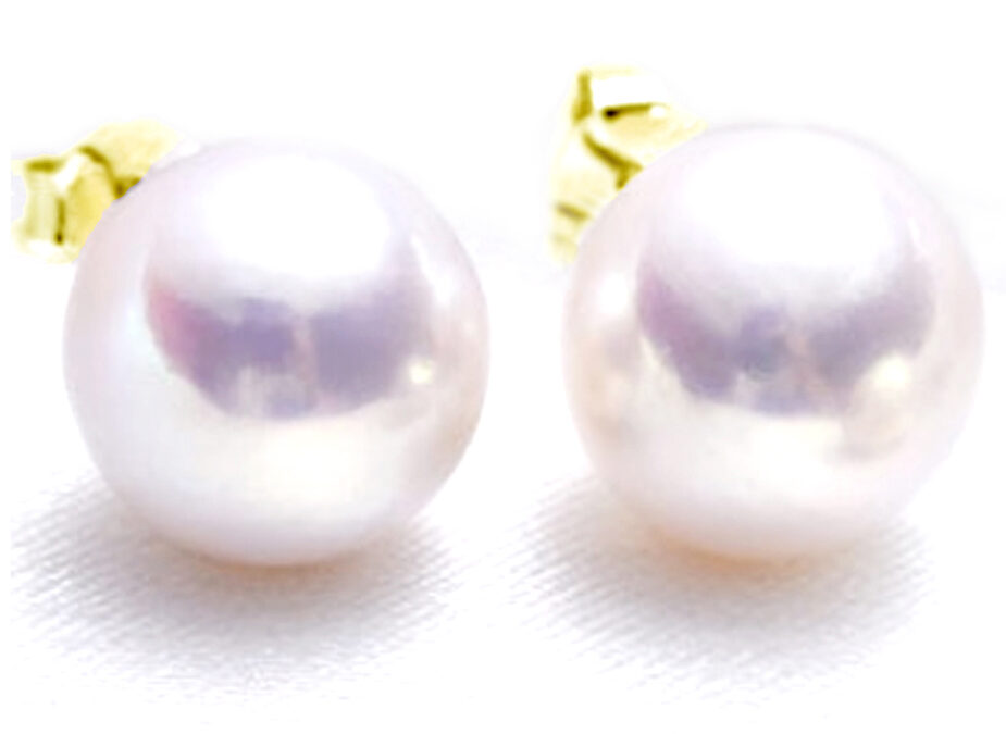 Japanese Akoya 8-8.5mm, 9-9.5mm AAA Quality Pearl 14KG Studs Earrings