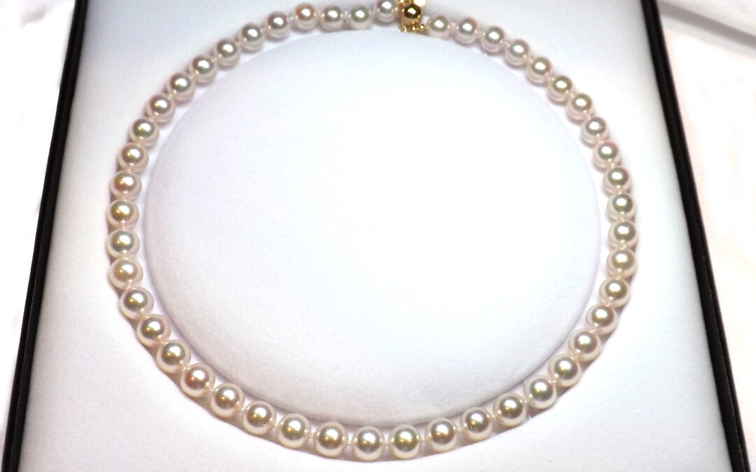 Japanese Akoya 8-8.5mm Pearl Necklace AAA High Quality Round Pearls 14k Gold Clasp