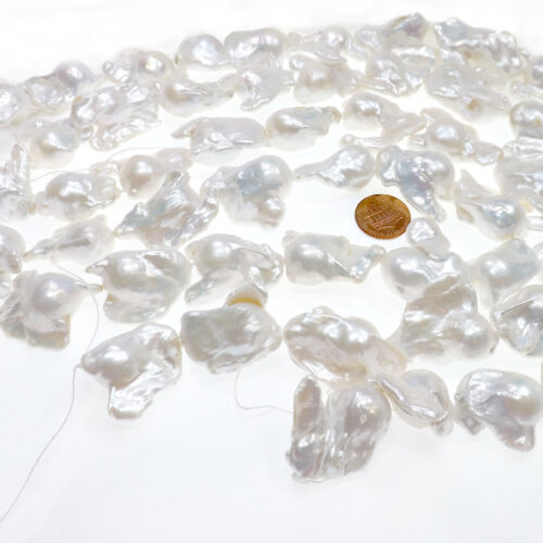 Huge 27x28mm White Big Baroque Pearls with Wings
