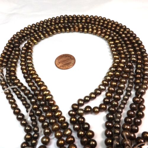 6-7mm dark bronze Colored Nice Quality Potato Pearls on a Temporarily Strung Strand