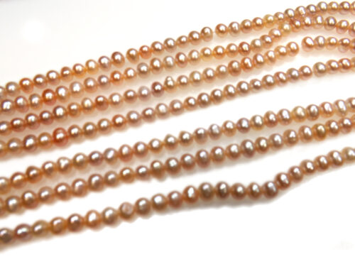 Peachy Pink 4-5mm colored Potato Pearl Strands