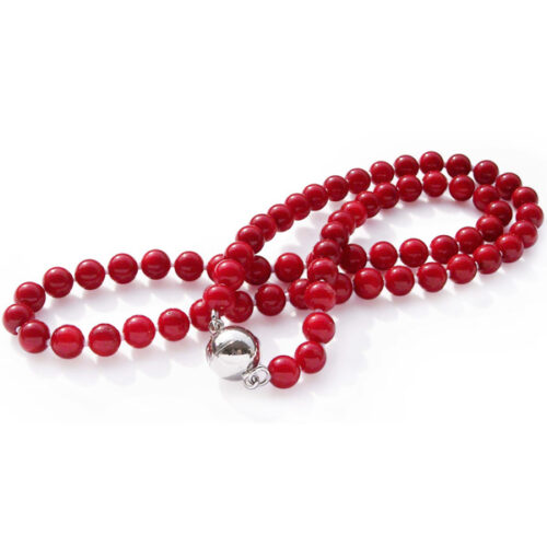 Red Coral Necklace Magnetic Clasp
