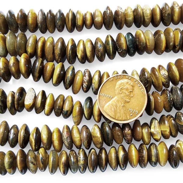 Tiger Eye 4X10mm Rondelle on Temporary Strand