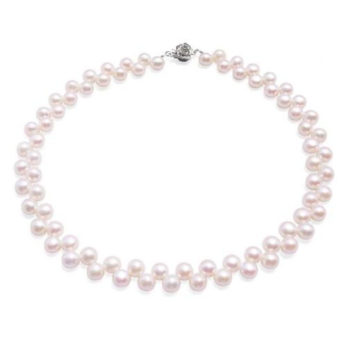 Simple 6-7mm Pancake Pearl Necklace, 925 Silver