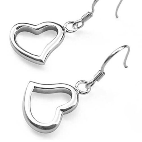 Heart Shaped 925 Sterling Silver Dangling Earrings