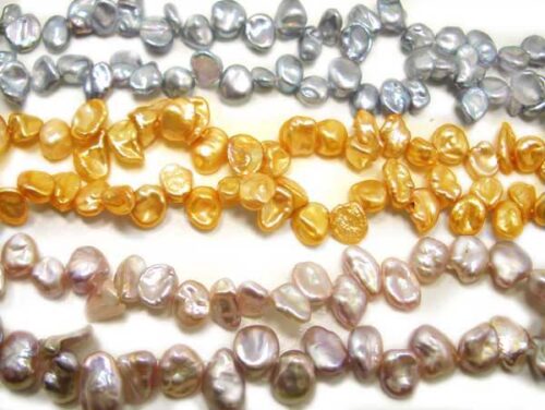 Grey, Gold and Light Purple 5-7mm Keshi Seed Pearl Strand