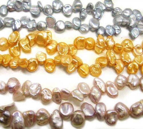 Grey, Gold and Light Purple 5-7mm Keshi Seed Pearl Strand