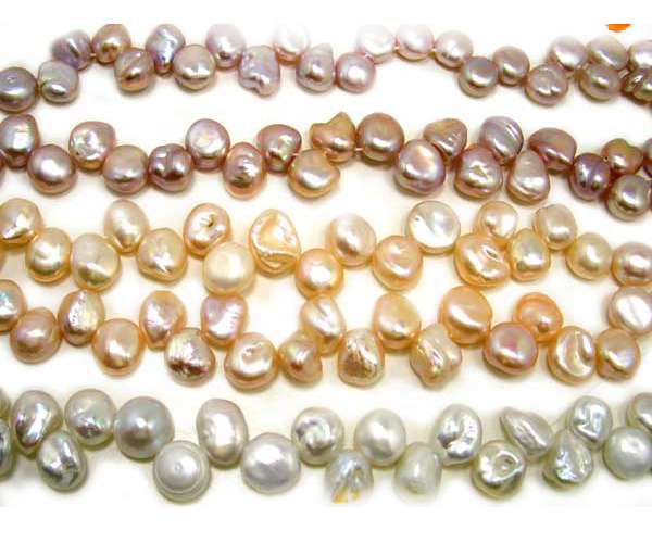 Chunky White, Pink and Mauve Keshi Pearls on Temporary Strands