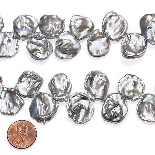 Large 16-17mm Grey Keshi Pearl Strand