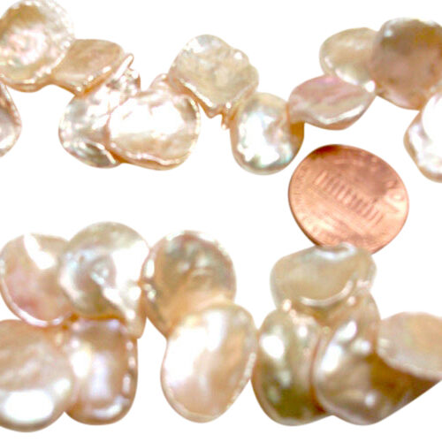 Large and Thin 13-14mm Pink Keshi Pearl Strand On Sale