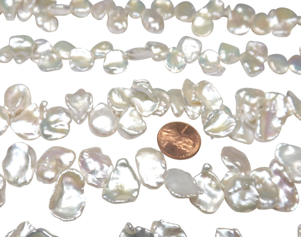 White Petal Shaped Loose Keshi Pearl Strands