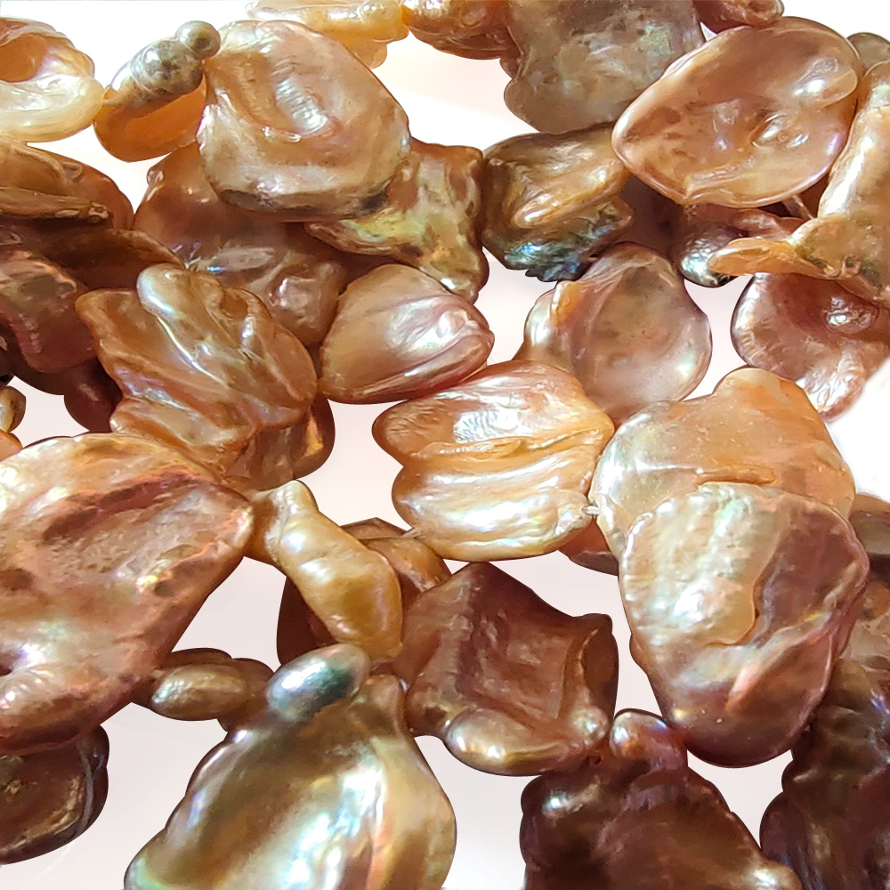 pink keshi pearl strands