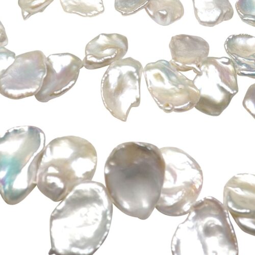 White Large 15-20mm Petal Keshi Pearl Strands High Luster