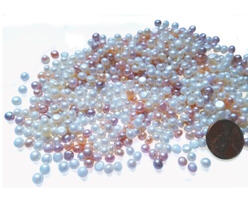 Purple, Pink, White, Red, Mauve, Black, Orange, Yellow, Light Green and Chocolate 4-5mm Half-Drilled AA Button Pearl