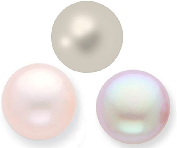 13-14mm Button Pearl AAA Quality, White, Pink, and Mauve