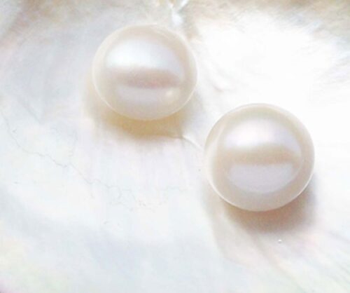White Large 14-15mm AA+ Loose Button Pearl, Half-Drilled