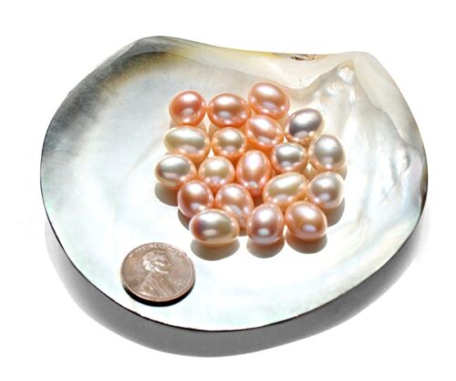 9-10mm AA+ Loose Pink Drop Pearls Sold by Ounce