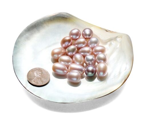 9-10mm AA+ Loose Mauve Drop Pearls Sold by Ounce