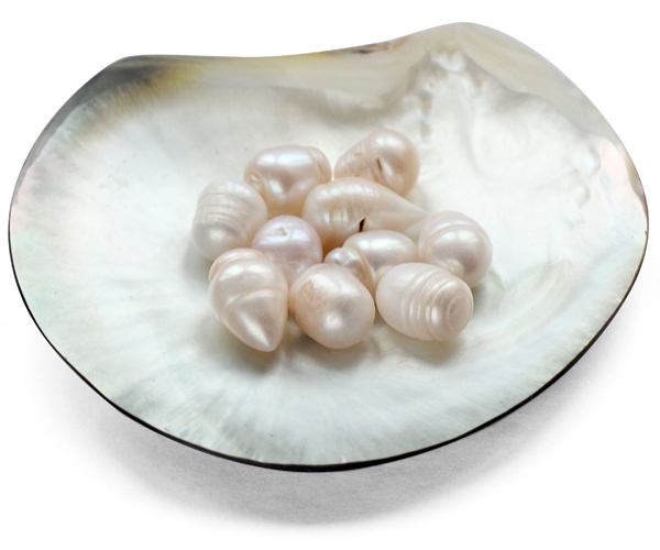 12-13mm Untreated Loose Drop Pearls with Natural Dents, Sold by Ounce