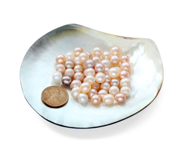 Pink, White and Mauve 7-8mm Untreated Loose Potato Pearls, Sold by Ounce