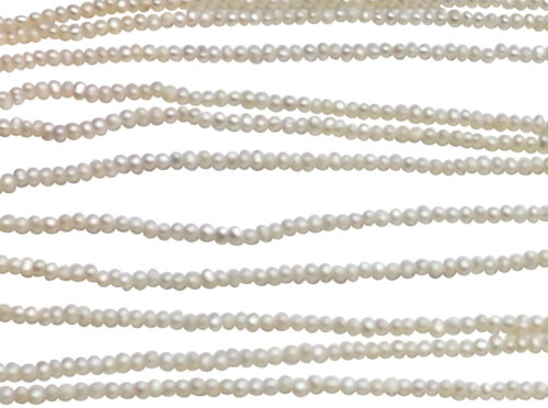 2-3mm white button pearls strands