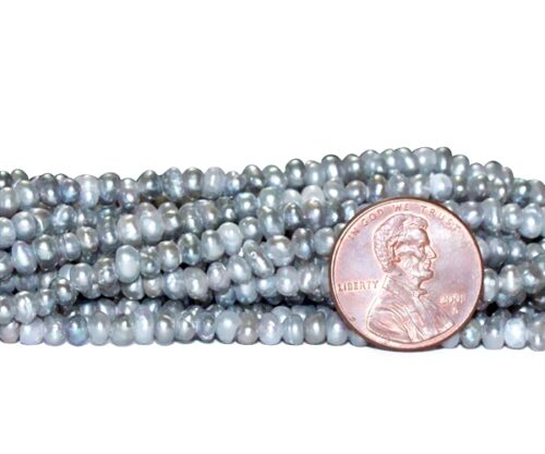 Grey 3-4mm AA Quality Button Pearl Strand