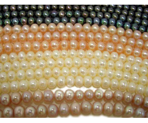 4-5mm White Pink Mauve and Black Button Pearl Strings