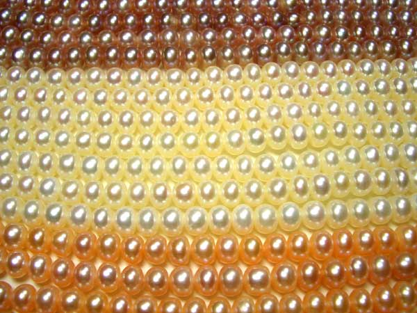 Lavender, White and Pink 6-7mm Button Pearl Strand