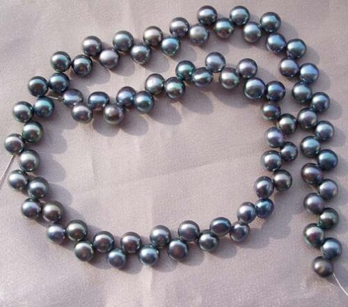 Black 6-7mm Top Drilled Button Pearl Strand
