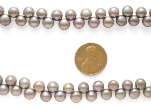 Silver Grey 6-7mm Top Drilled Button Pearl Strand