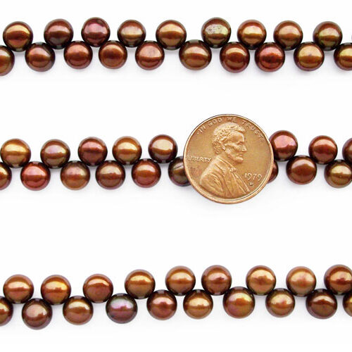 Chocolate 6-7mm Top Drilled Button Pearl Strand
