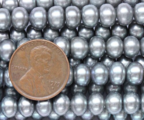 Grey 7-8mm Button Pearl Strand