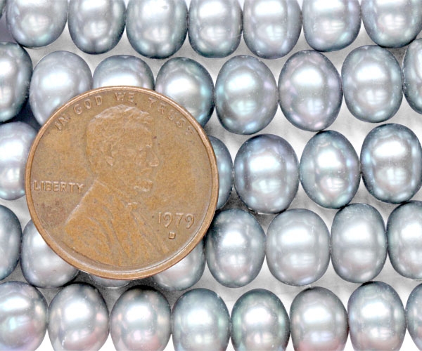 Grey 8-9mm Button Pearl Strand