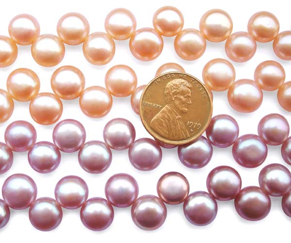 Pink and Mauve 8-9mm Top Drilled Button Pearl Strand